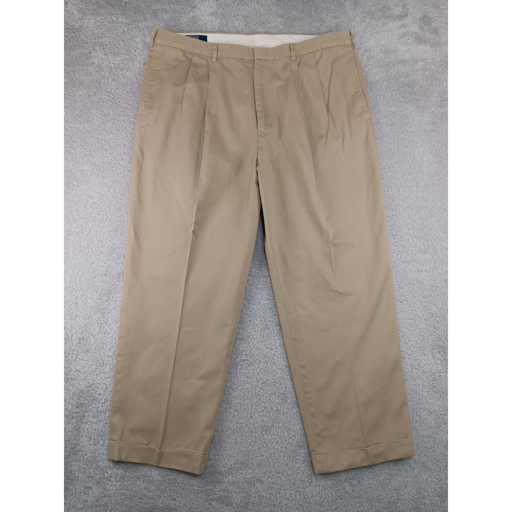 Polo Ralph Lauren Pants Mens 42x30 Tan Pleated Chino
